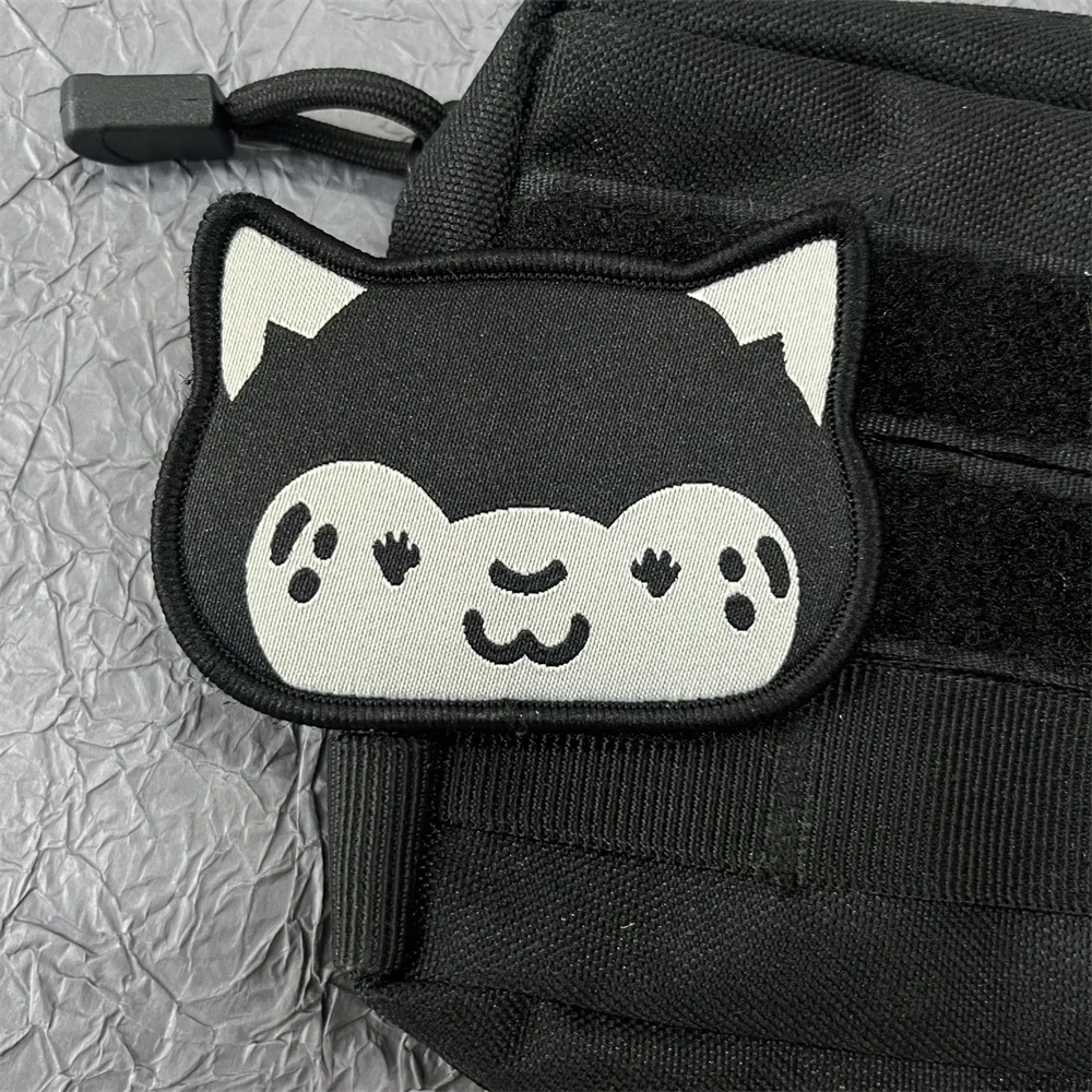 Pegatinas de tela de parche de gato para ropa, insignias de dibujos animados, equipo táctico, parches de gancho y bucle, mochila Wappen - imagen 4
