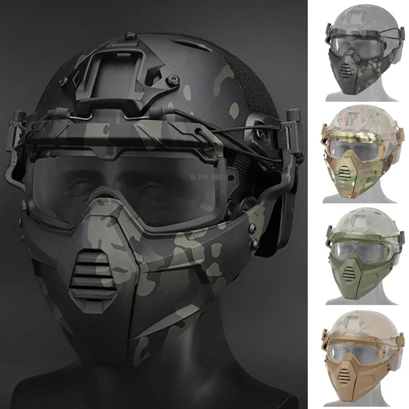Máscara táctica con gafas, juego de guerra Cs, máscaras protectoras de seguridad para tiro, accesorios de combate para Paintball Airsoft