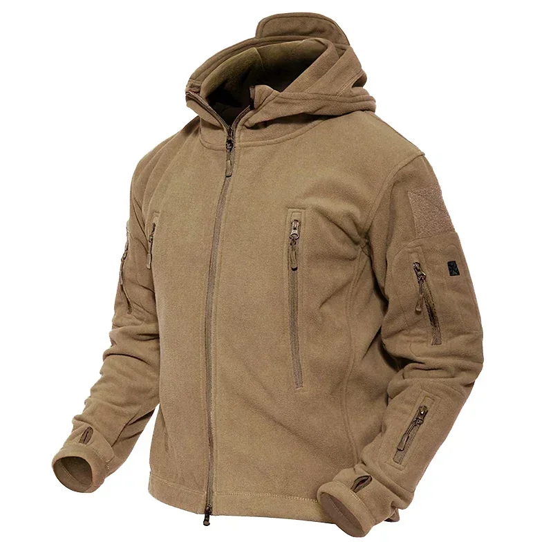 Chaquetas cálidas para exteriores de invierno para hombre, abrigos de lana con forro frío, chaquetas rígidas con capucha sólidas para hombre, abrigos deportivos con cuello levantado - imagen 5