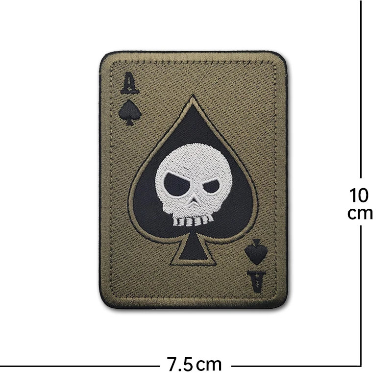 Parches bordados de cartas de la muerte, póker, Ace of Spades, parche táctico de gancho y bucle para bolsa de ropa, parches militares Punk, insignias - imagen 5
