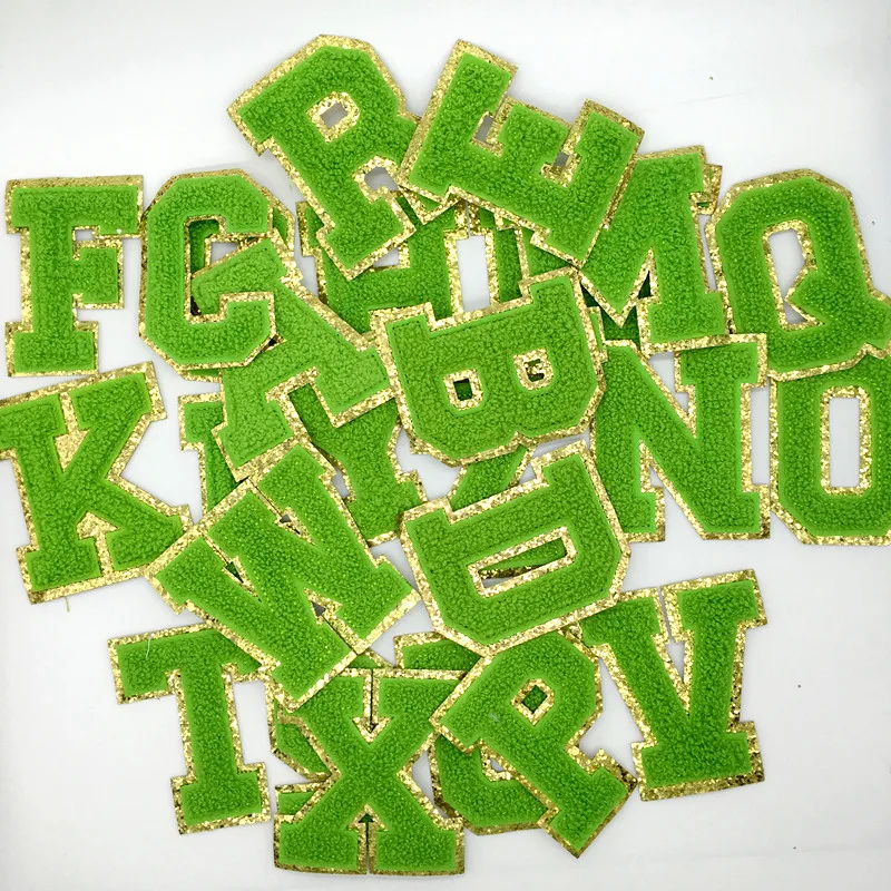 Parches de letras de gran tamaño A-Z para ropa, parches para planchar de Color verde para ropa, pegatinas de costura, apliques (8CM) - imagen 5