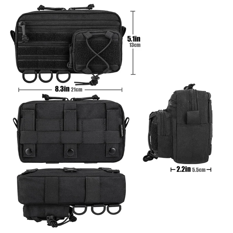 Bolsa táctica Molle para caza al aire libre, bolsa de administración horizontal con bolsillo frontal con cordón EMT, EDC, utility orgaznier - imagen 3