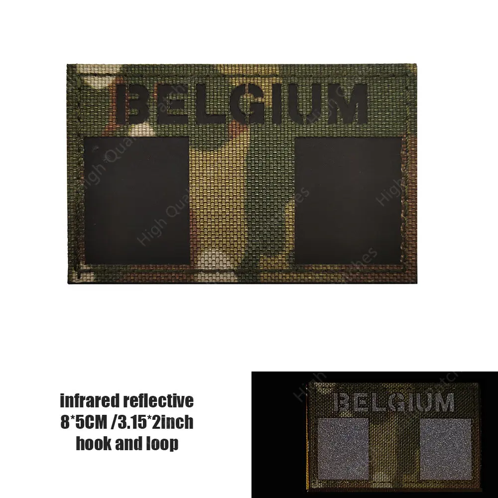 Pegatina mágica reflectante de Bélgica, insignia decorativa, bandera nacional, parche táctico para ropa, costura, parches bordados militares - imagen 5