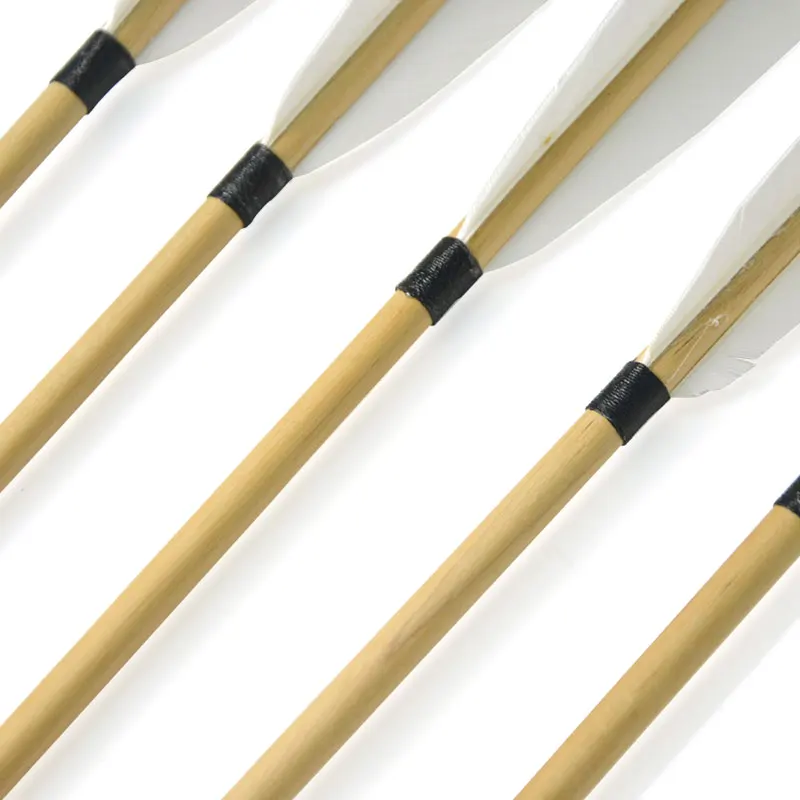 Flecha de madera de 31 pulgadas, 6/12 piezas, tiro con arco blanco, 5 pulgadas, pluma de pavo, ranurada OD 8mm para arco tradicional, práctica de tiro con arco largo - imagen 5