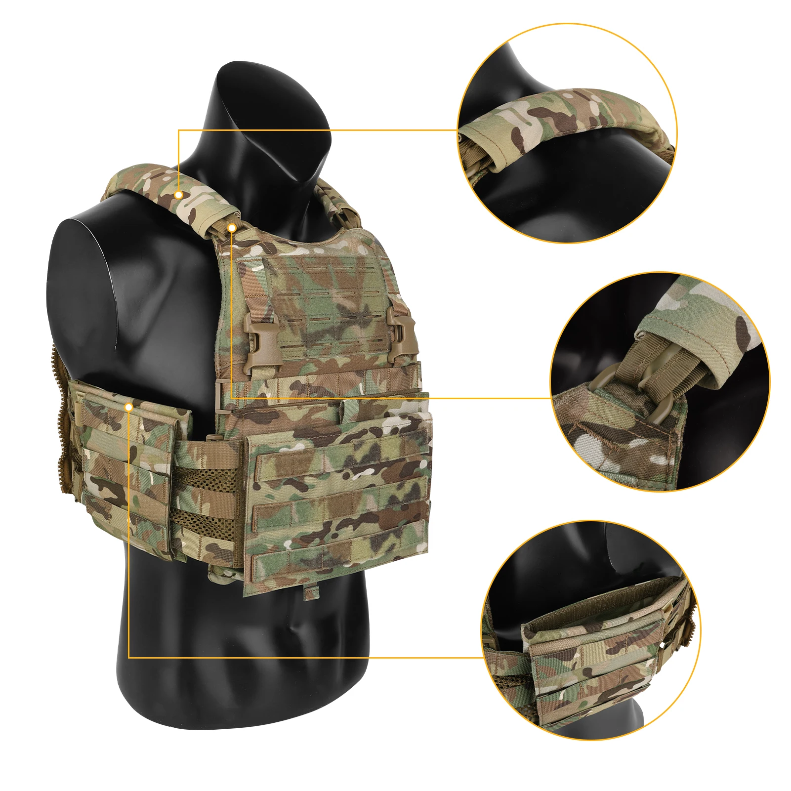 KRYDEX-portador de placa táctico SCARAB, chaleco MOLLE Modular de alta resistencia para uso en entrenamiento táctico de deportes al aire libre - imagen 5