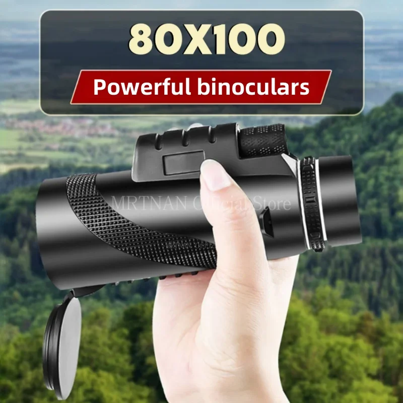 Telescopio Monocular potente con ZOOM HD, binoculares portátiles de largo alcance, para caza y acampada, con trípode y Clip para teléfono, 80x100 - imagen 2