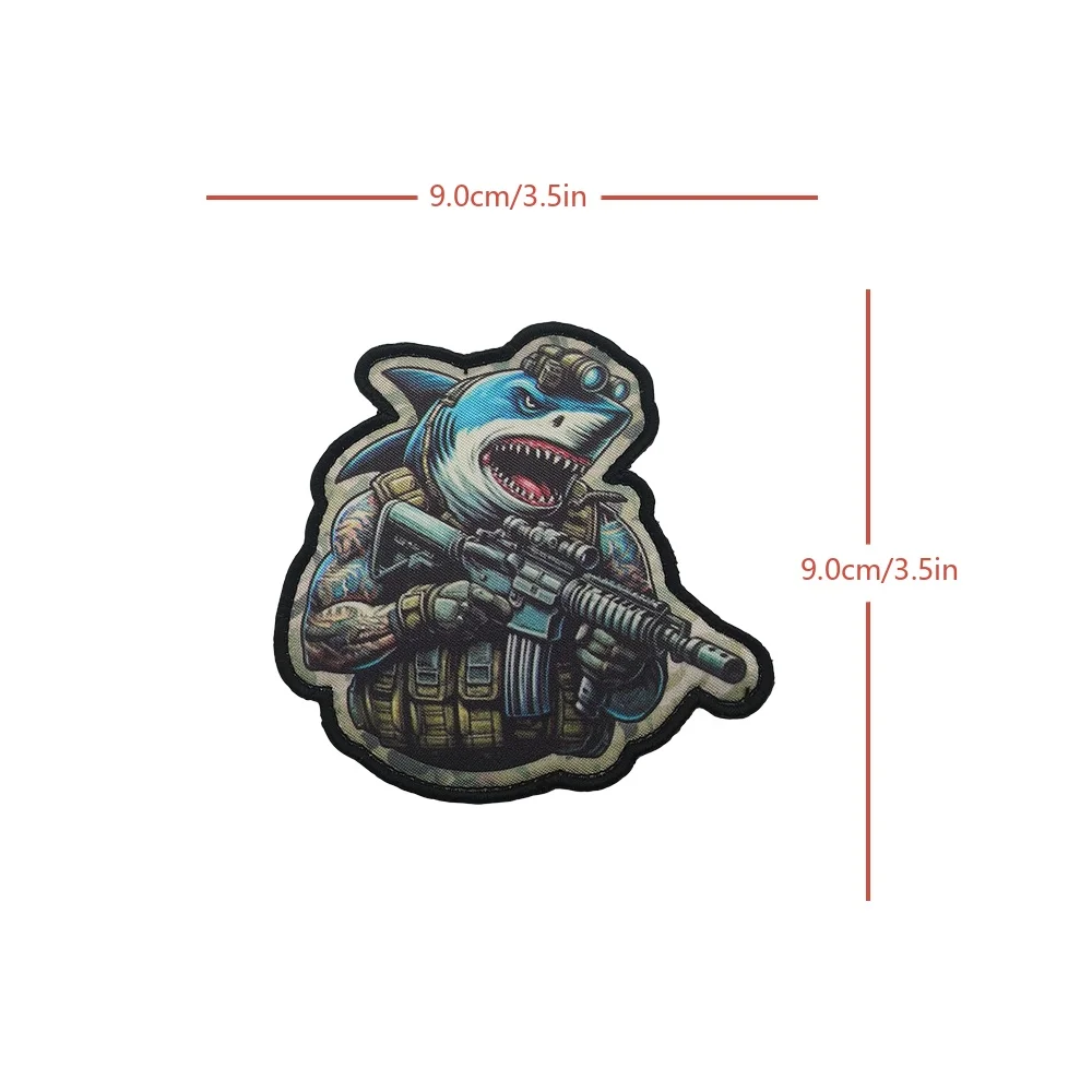 Parche de soldado Shark Velcros Meme, insignia bordada de moral militar táctica, cierre de bucle de gancho para pantalones vaqueros, gorra de mochila Molle - imagen 5