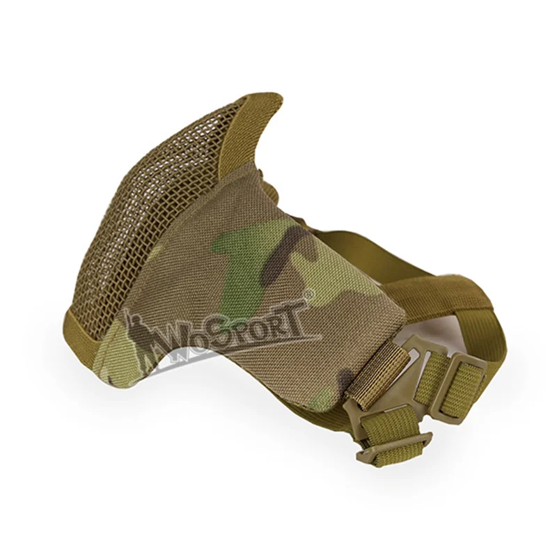 Mascarilla táctica de media cara para Airsoft y Paintball CS, Máscara protectora de malla de acero plegable para ciclismo al aire libre, equipo militar para fanáticos - imagen 4