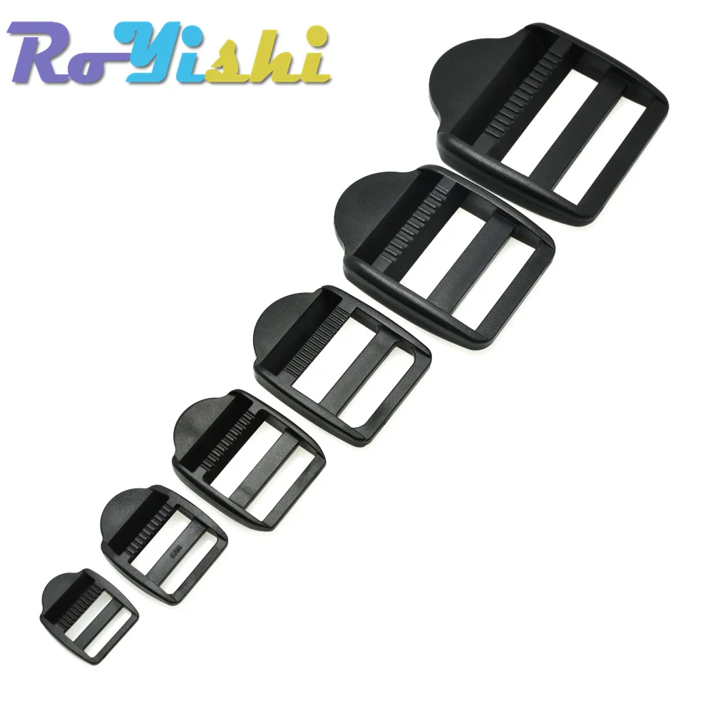 5 unids/pack cerradura de escalera deslizador hebillas de plástico correas de mochila correas negras 15-50mm - imagen 3
