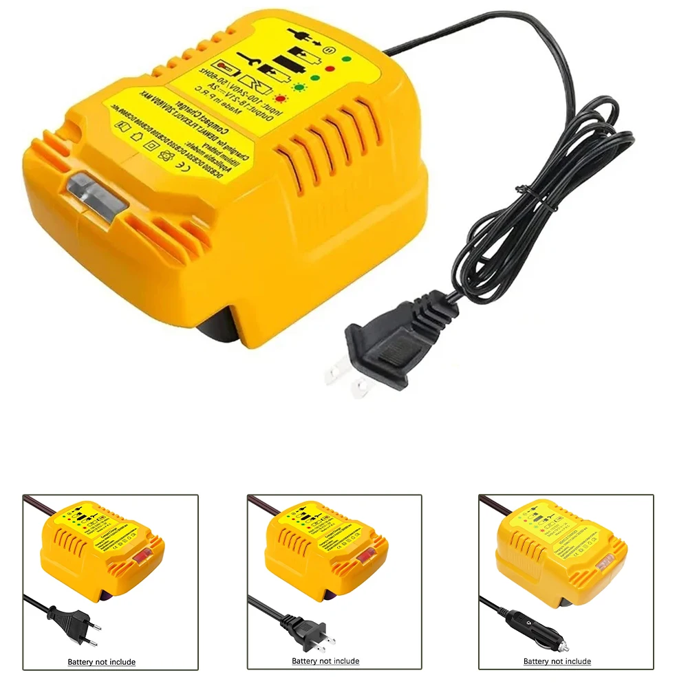 Mini cargador de coche compacto de batería de iones de litio de 12V/24V 100-240V para batería de litio DeWalt 18V 20V 60V DCB200 reemplazo para DCB112