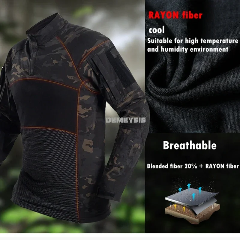 Uniforme de combate táctico, conjunto de camisa + pantalones BDU, caza al aire libre, Paintball, Airsoft, traje de juego Cs, ropa - imagen 5