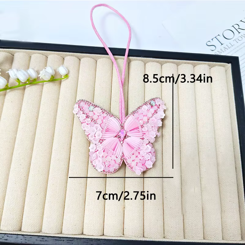 Parche artesanal abalorio mariposa – Colgante decorativo para bolso - imagen 3