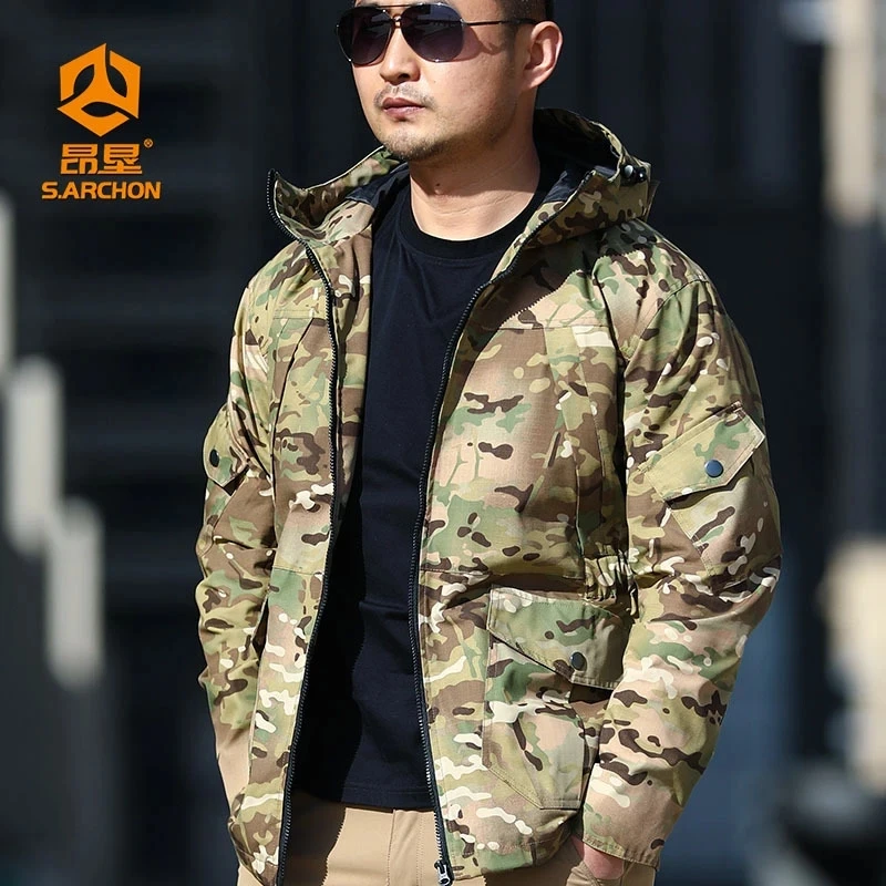 Chaqueta táctica militar M97 para hombre, chaqueta cortavientos impermeable con capucha, chaqueta deportiva con múltiples bolsillos, cortavientos impermeable - imagen 3