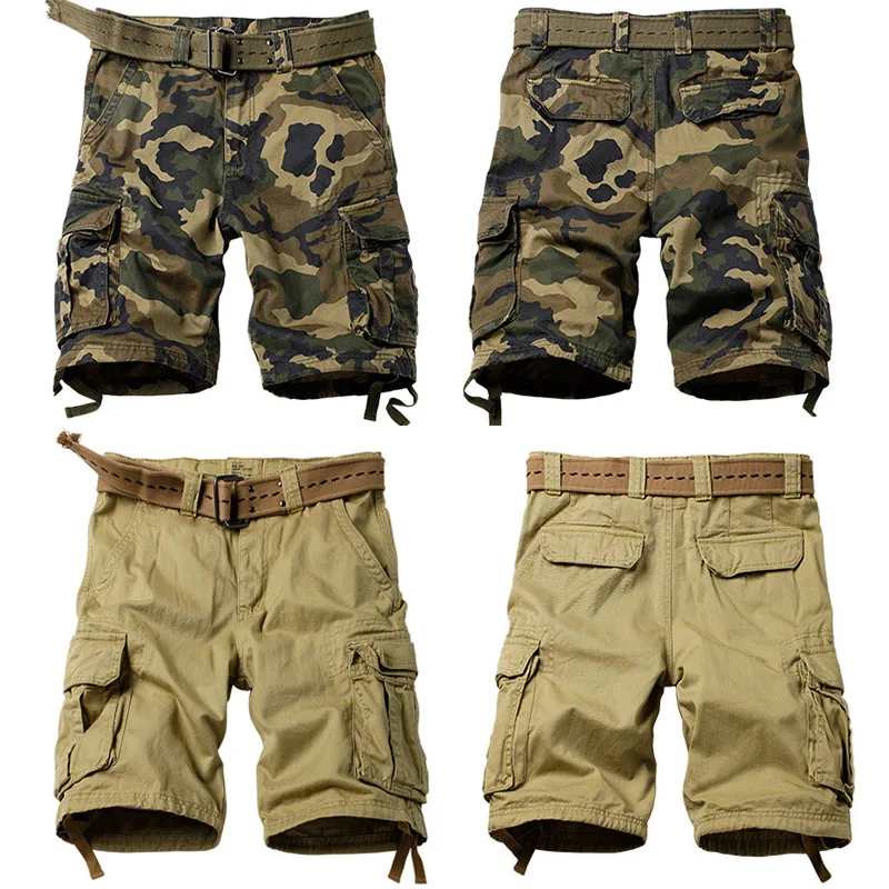 Pantalones cortos de camuflaje al aire libre para hombre, resistentes al desgaste, monos transpirables con múltiples bolsillos, pantalones cortos deportivos de senderismo, sin cinturón - imagen 5
