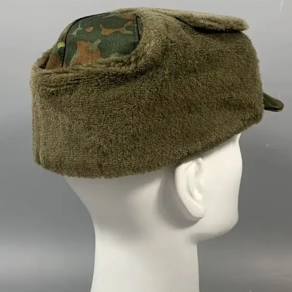 Gorro alemán con orejeras para clima frío, forro polar de lana de camuflaje con manchas alemanas de la selva de invierno - imagen 2