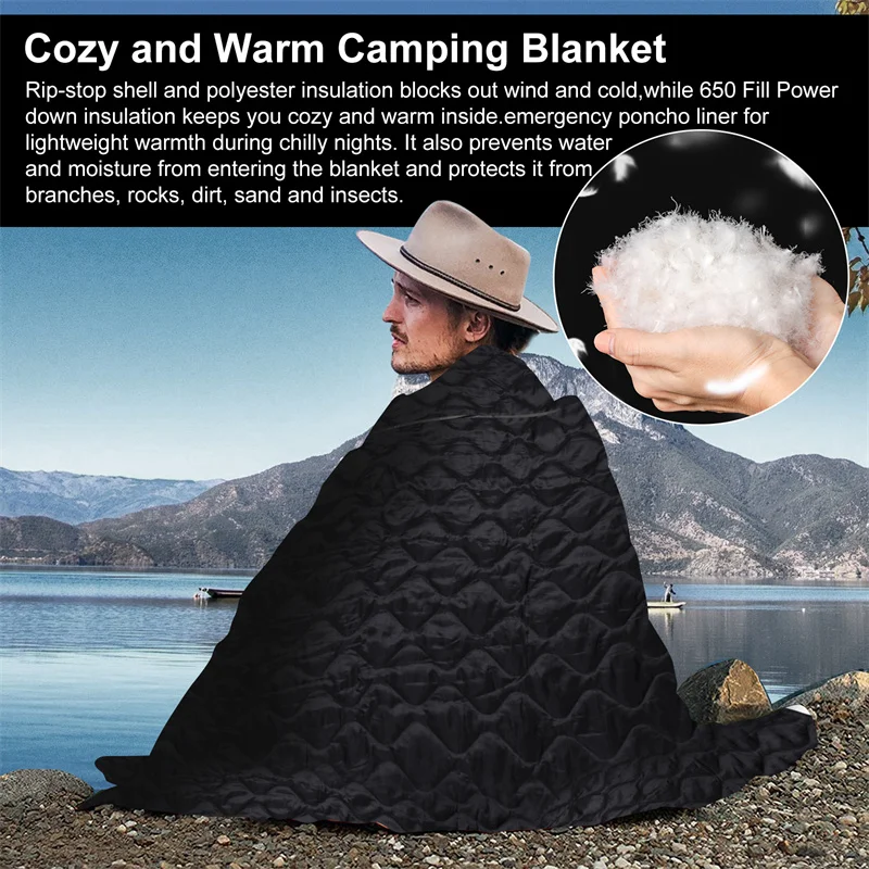 LQARMY Manta acolchada Woobie repelente al agua con forro de poncho militar táctico militar adecuada para acampar, disparar, cazar - imagen 4