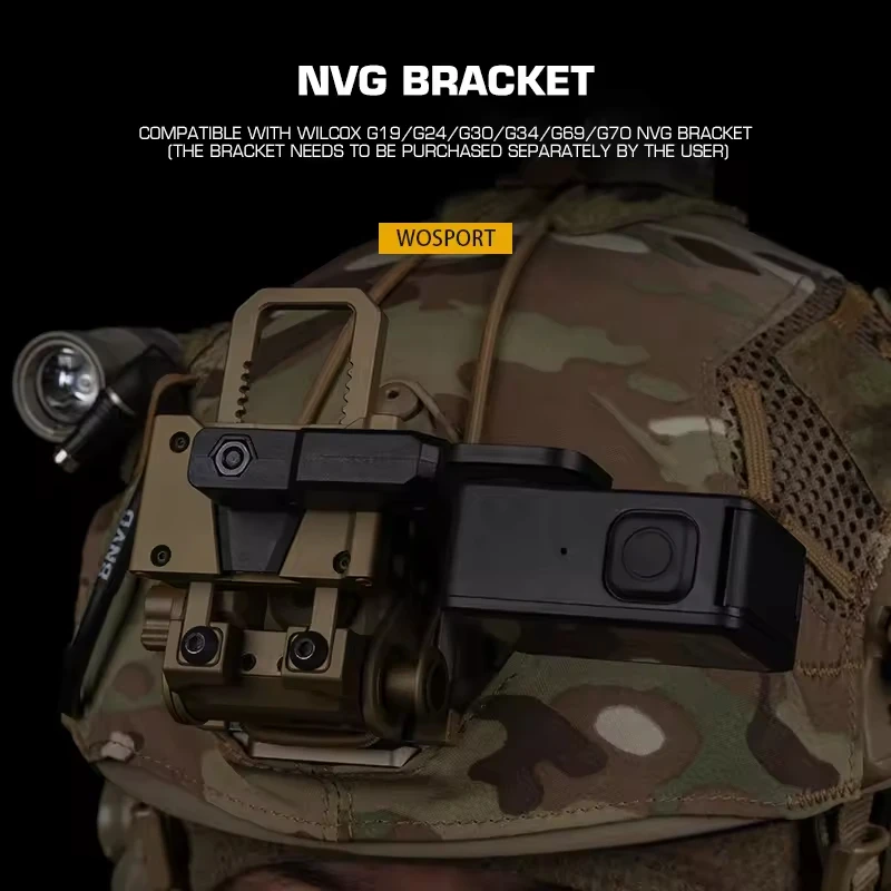 Táctico 90 °   Adaptador fijo para casco de cámara de acción deportiva compatible con soporte NVG Wilcox G19/G24/G30/G34/G69/G70 para Go Pro DJI, INSTA360 - imagen 5