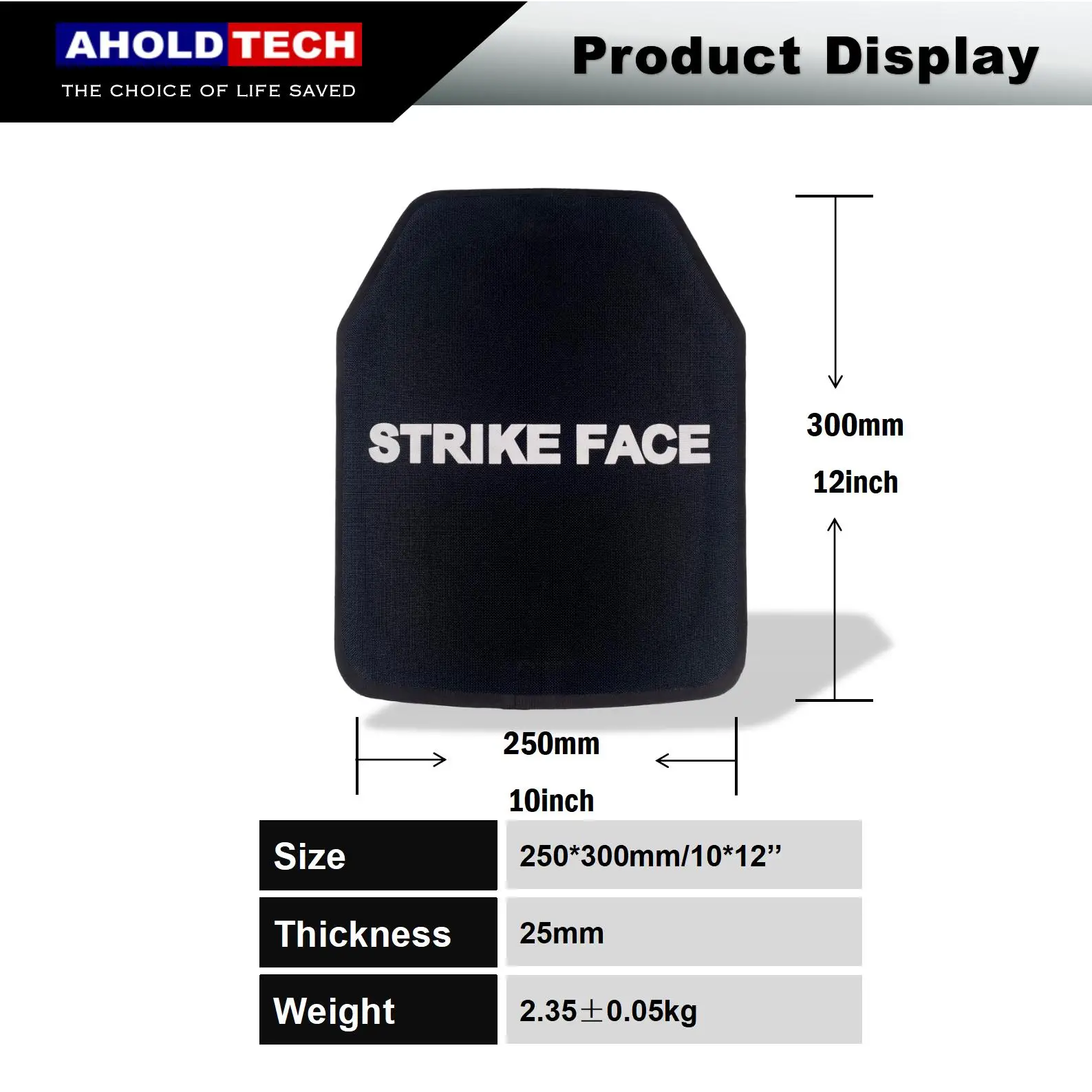 Placa de armadura dura NIJ IV, 63,30 7,62 x M2, Piercing SiC + PE, chaleco balístico a prueba de balas, 10X12, corte SAPI de curva única, Independiente - imagen 3