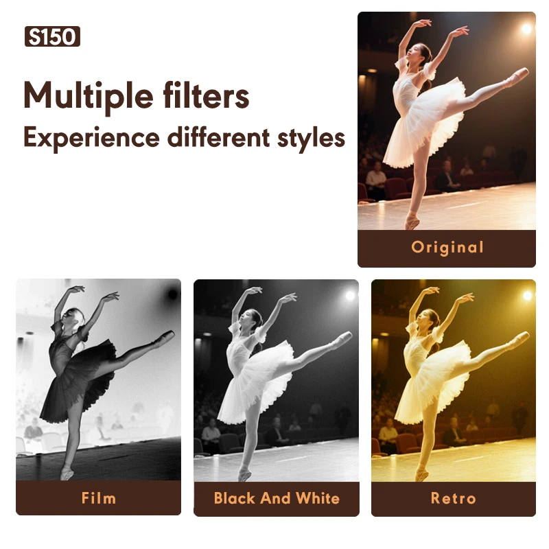 S150 Super Mini cámara Retro 1080P HD cámara portátil con múltiples filtros de 20MP luz de relleno LED pantalla IPS para fotografía Vlogging - imagen 3