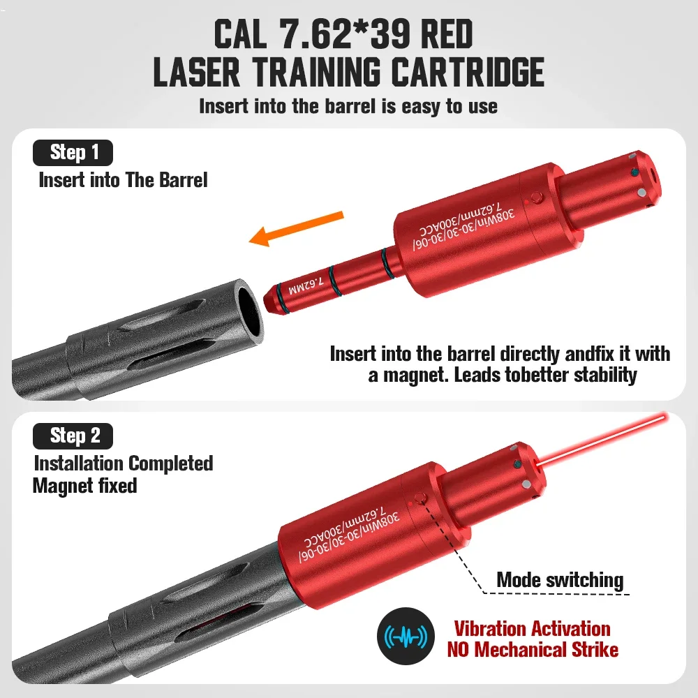 9 mm 38SPL 22LR 12GA.243 7 mm 6,5 mm Entrenamiento Bullet Bore Sight Láser controlado por voz Doble propósito para entrenamiento y calibración - imagen 4
