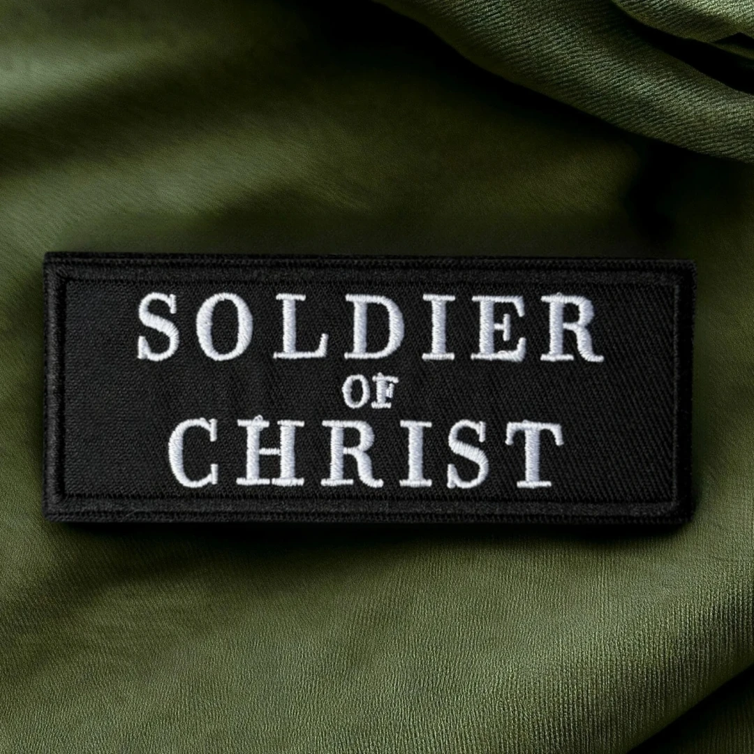 Parche bordado Soldado de Cristo - Insignia cristiana para mochila - imagen 5