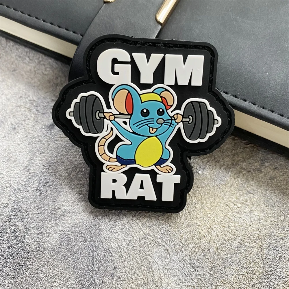 Parche de insignia de moral de rata de gimnasio de PVC, parches militares tácticos de entrenamiento cruzado, brazalete, gancho y bucle, mochila, sombrero, accesorios DIY, pegatinas - imagen 4