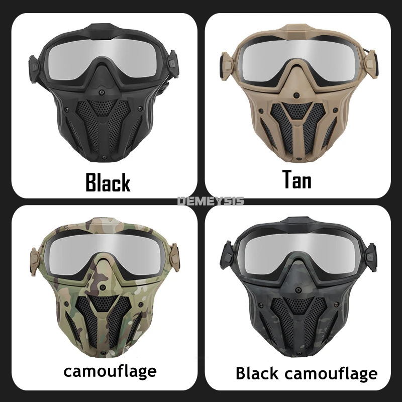 Máscaras faciales completas Airsoft, gafas desmontables con ventilador antiniebla, máscara protectora táctica de Paintball, conjunto de gafas, máscara CS de caza - imagen 2