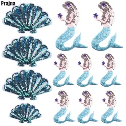 Parche bordado de sirena de lentejuelas DIY, accesorios decorativos de dibujos animados, apliques de costura para ropa, Jeans, 10 unids/lote