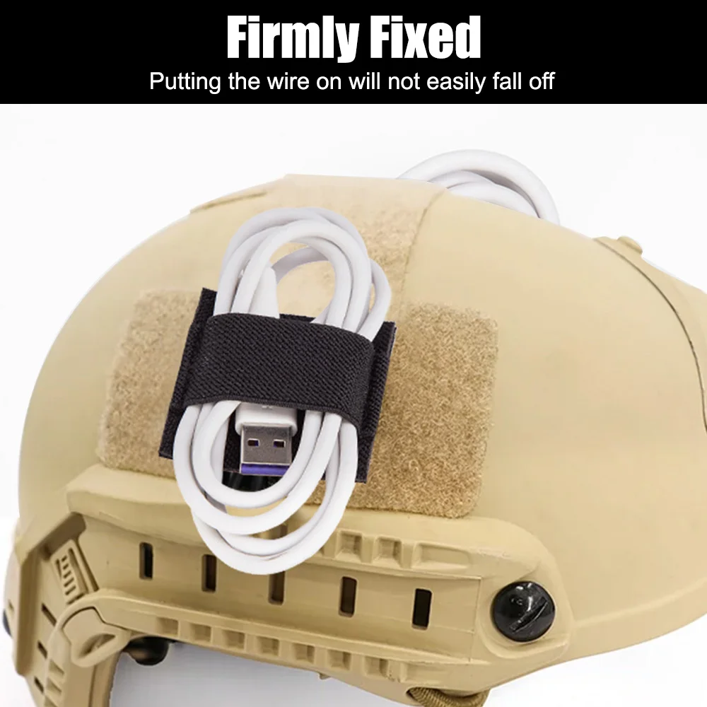 Pegatina de bucle de gancho de Cable táctico, correa de recogida para casco, intercomunicador de auriculares, organizadores de gancho y bucle, pegatina para Walkie de auriculares - imagen 4