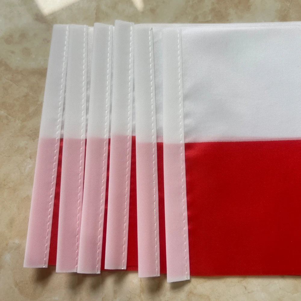 Bandera de Polonia de 14x21cm, parte superior redonda con poste de plástico - imagen 4