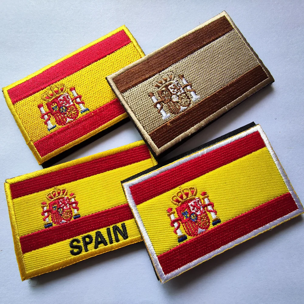 Parche de gancho y bucle de bandera de España, insignias de moral bordadas multicolores personalizadas para tácticas militares al aire libre, mochila, casco, brazaletes - imagen 3