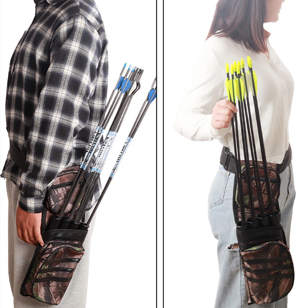 Bolsa de almacenamiento para tiro con arco, soporte para flechas con bolsa de bolsillo para caza y práctica, 4 tubos de flecha inversa - imagen 4