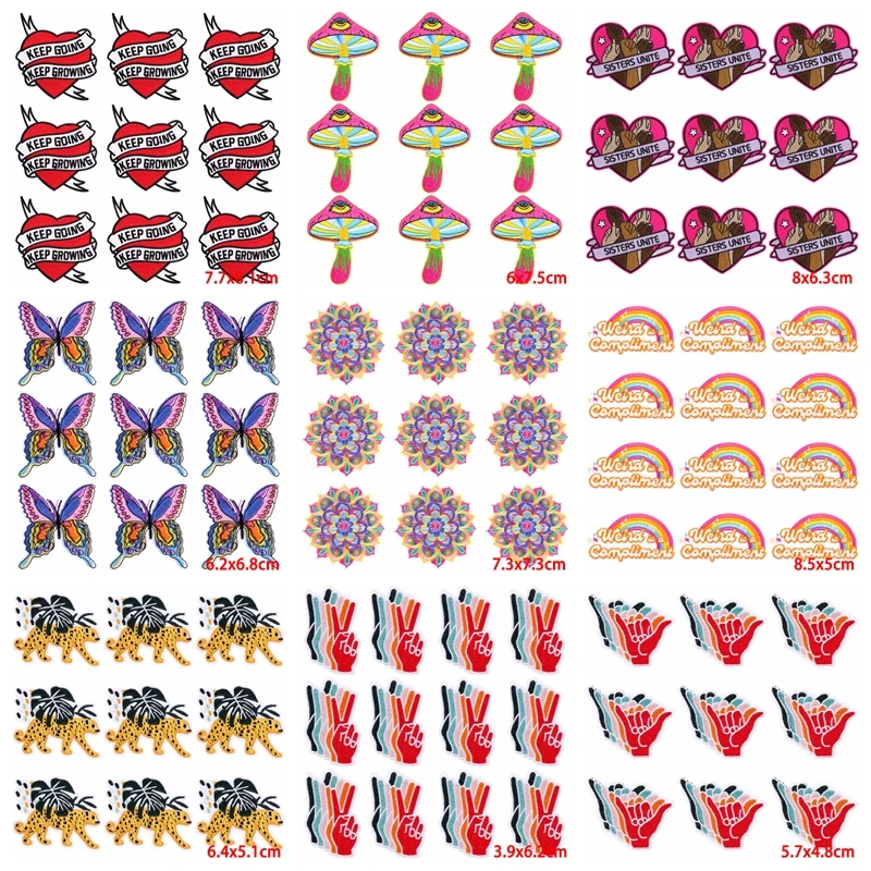 Parche de Hip Hop para planchar en la ropa, parches bordados de setas para ropa, parche Fusible de costura, pegatinas, insignia, 10 unidades por lote