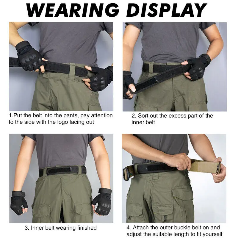 Cinturón táctico de combate para caza al aire libre, cinturón de combate con DRing negro de 1,5 pulgadas, cinturón Molle Multicam CS con cinturón interior - imagen 5