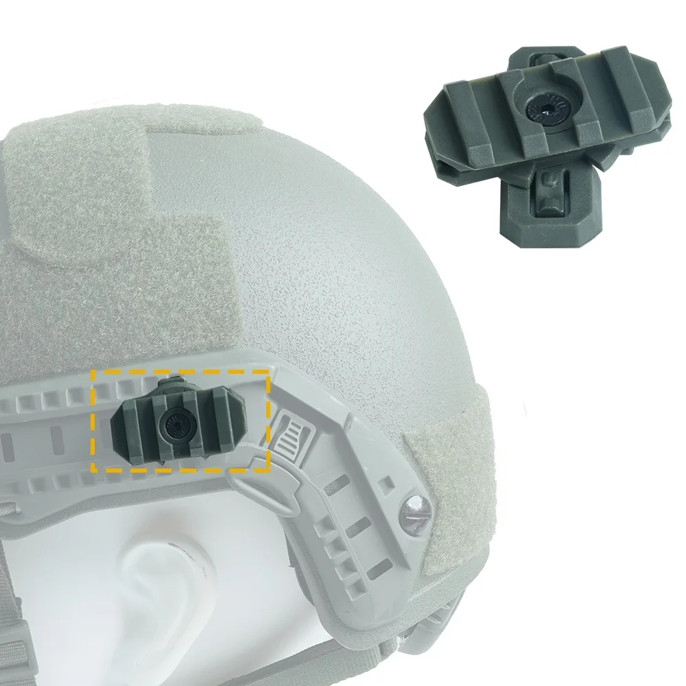 BOOIU-Lámpara adaptadora de riel lateral, soporte para casco táctico ajustable 360, nailon giratorio para casco Airsoft, accesorios adaptadores de caza - imagen 4