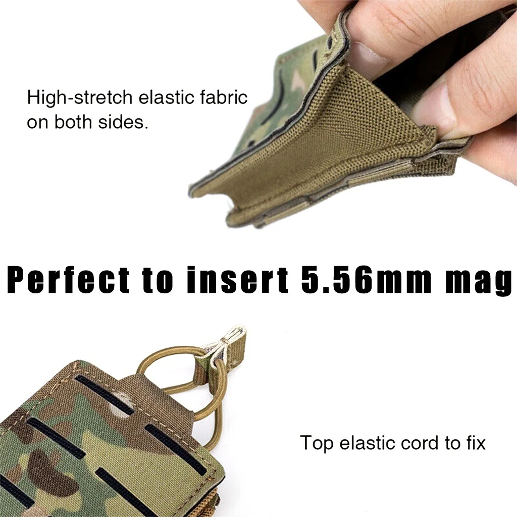 Bolsa táctica MOLLE para una sola revista, bolsa de camuflaje Mag de 5,56mm para M4 M14 M16 AR15, funda cartuchera abierta para caza Airsoft - imagen 4