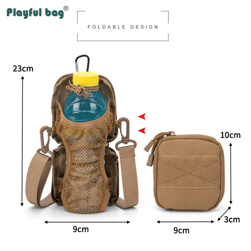 Bolsa para botella de agua plegable para exteriores, bolsa de hidratación EDC Molle, equipo de escalada para montar, paquete ligero impermeable AVA205 - imagen 4