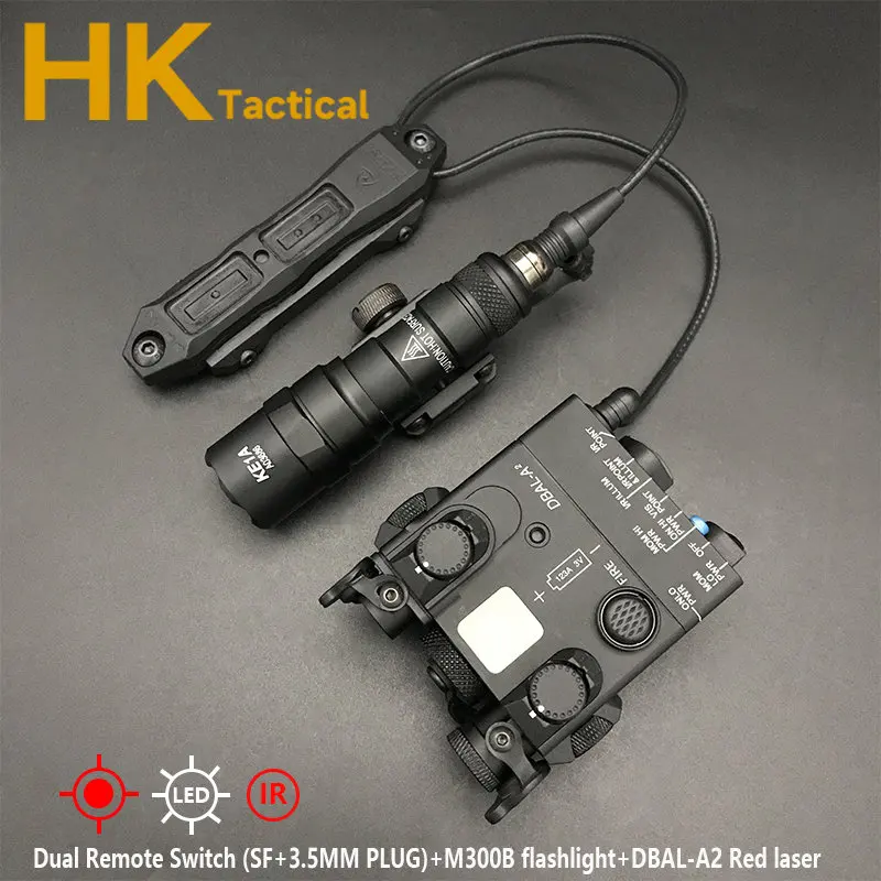 Airsoft táctico DBAL A2 láser rojo verde IR vista arma luz Led Surefir M300B linterna doble Control interruptor de presión conjunto - imagen 2