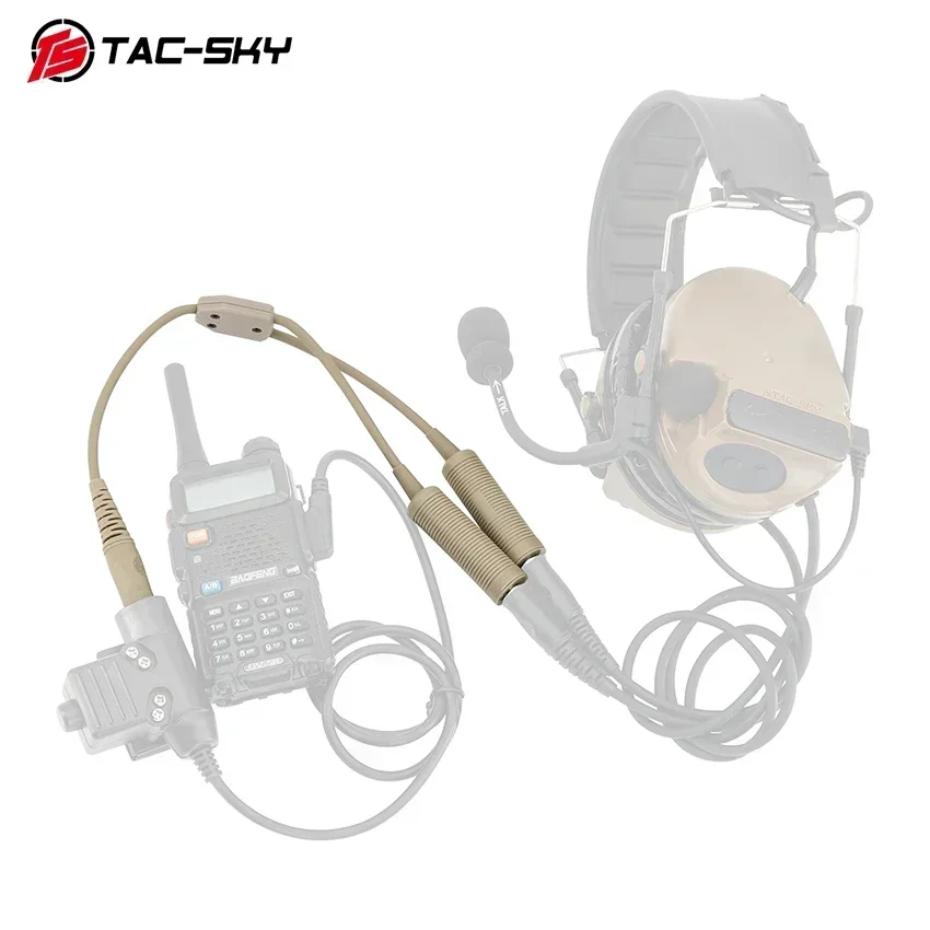 Adaptador de auriculares táctico de doble paso con cancelación de ruido, convertidor PTT, Compatible con TS TAC-SKT - imagen 3