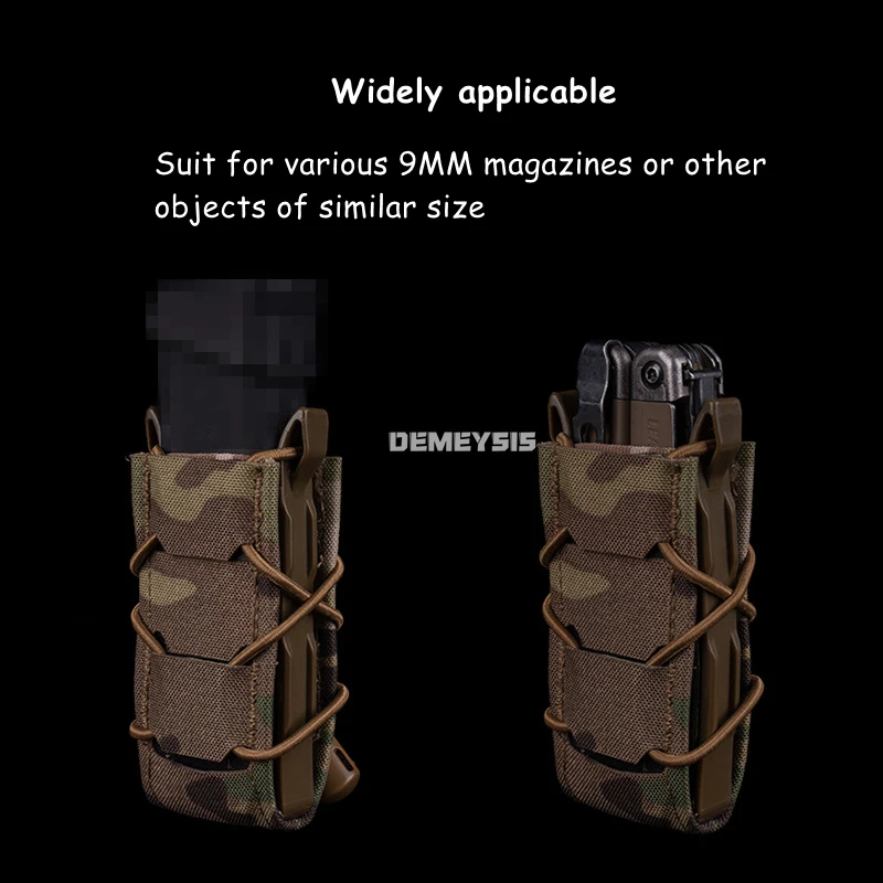 Bolsas para revistas de tiro, pistolas tácticas de extracción rápida, bolsa individual para revistas de 9MM, sistema Molle, accesorios de caza, bolsa para linterna - imagen 5