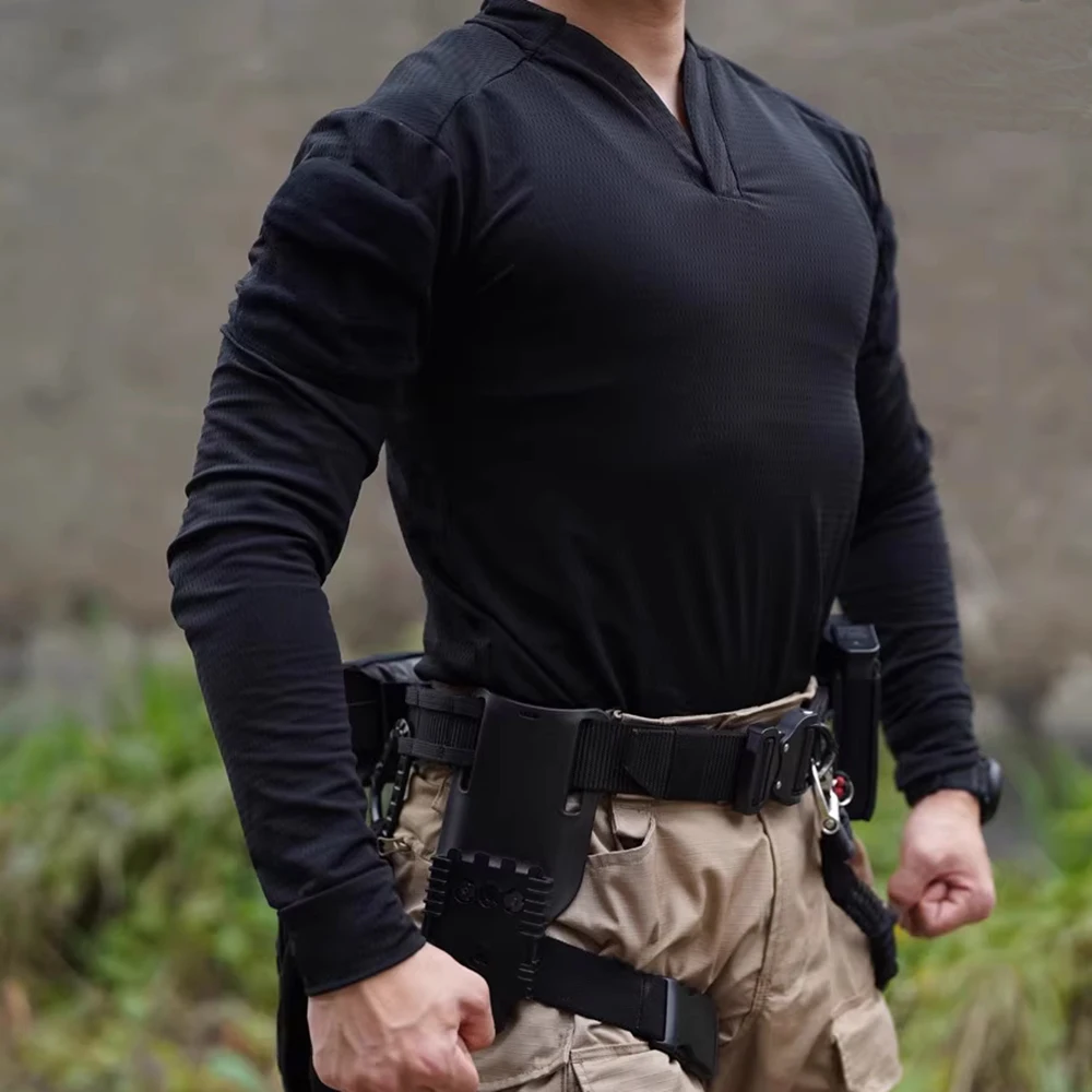 Camiseta de Rugby estilo velocidad táctica, camiseta de secado rápido, camiseta de adiestramiento al aire libre para hombre, camiseta de manga larga con bolsillo en el brazo, camisa de secado rápido - imagen 4