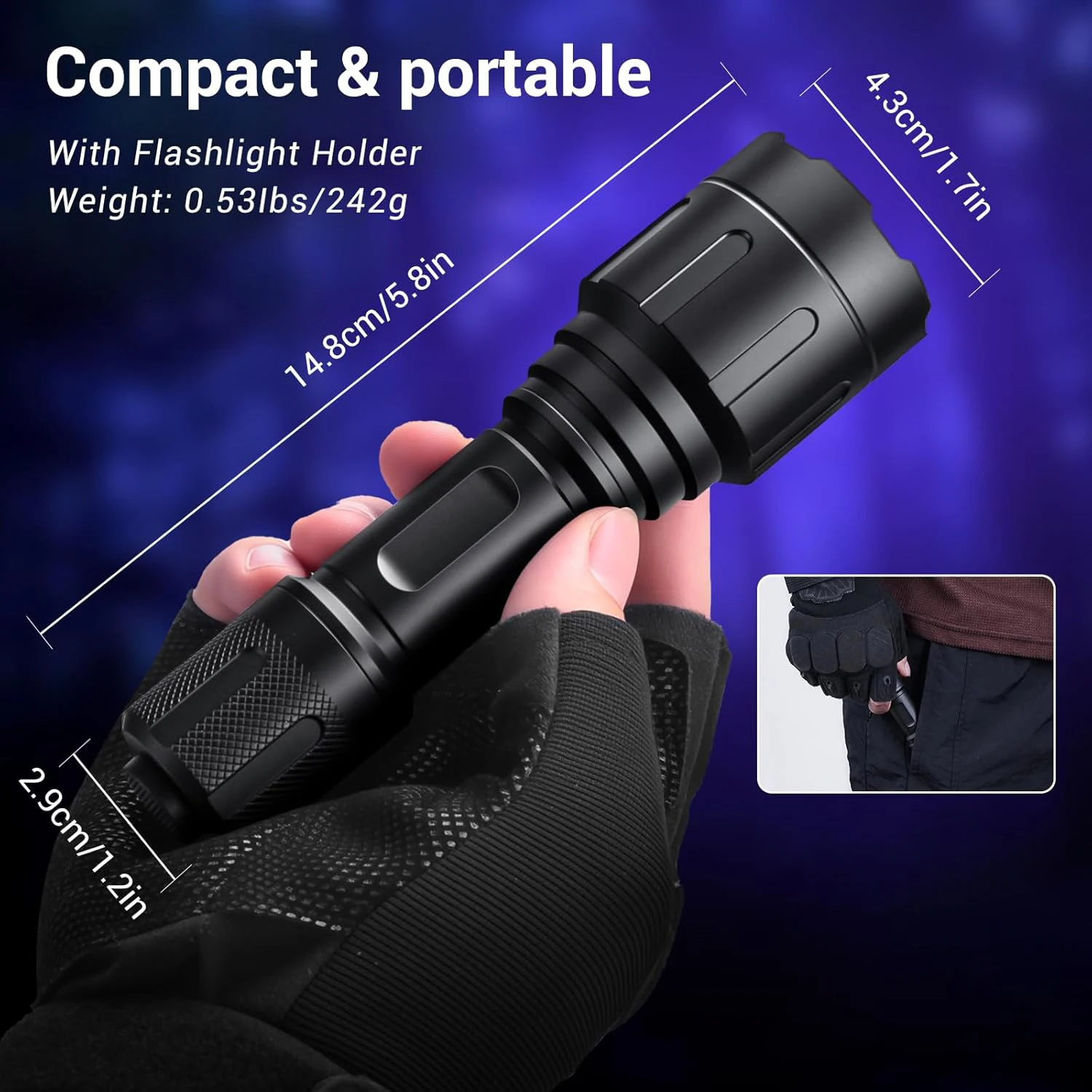 Luz de seguimiento de sangre para caza, linterna de rastreo de sangre de ciervo, linterna UV recargable de alta definición para cazador - imagen 5