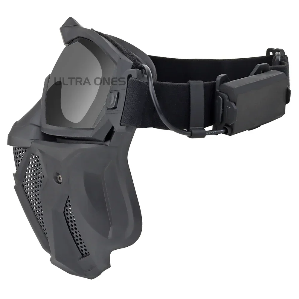 Juego de gafas de máscara táctica con microventilador, protección de cara completa Airsoft, máscara antiniebla desmontable para tiro de Paintball, juego de guerra CS - imagen 3