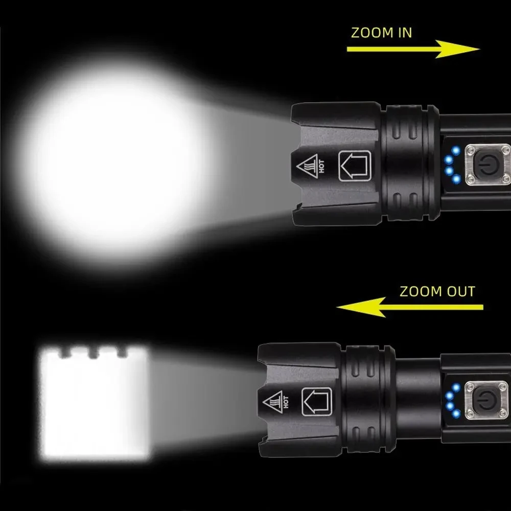 Linterna táctica LED XHP70 recargable USB con zoom - imagen 2