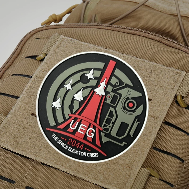 Parches de PVC THE SPACE ELEVATOR CRISISIS para ropa, insignia de moral UEG, parche militar táctico con gancho, mochila, ropa, brazalete - imagen 5