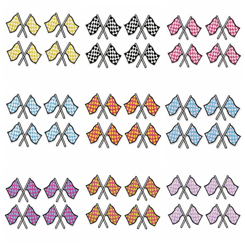 10 Uds. De insignias de costura bordadas con bandera a cuadros coloridas, sombreros DIY, chaquetas, mochila, parche para planchar para ropa, parche de bandera DIY