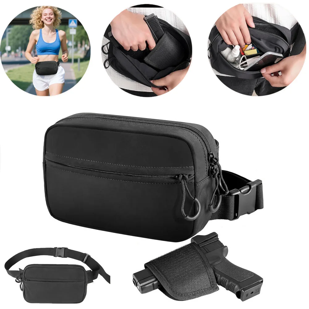 Riñonera de hombro, bolsa táctica con soporte para pistola, bolsa de almacenamiento multifuncional, bolso cruzado con funda para pistola para acampar al aire libre