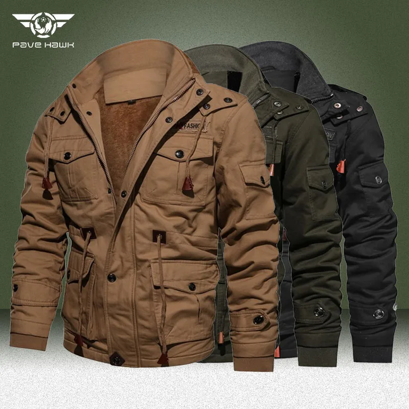Chaqueta de carga militar para hombre, abrigo informal grueso con capucha térmica, chaquetas tácticas más gruesas de la Fuerza Aérea para invierno