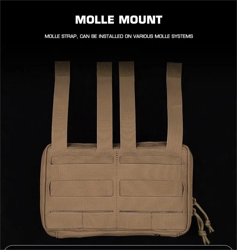 Bolsa de administración táctica Molle, accesorio GP con cierre de cremallera bidireccional, bolsa de utilidad EDC delgada para chaleco de caza y senderismo - imagen 4