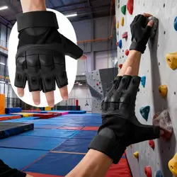 Guantes de escalada al aire libre guantes tácticos nudillos duros Paintball Airsoft caza combate senderismo medio dedo guantes de motocicleta